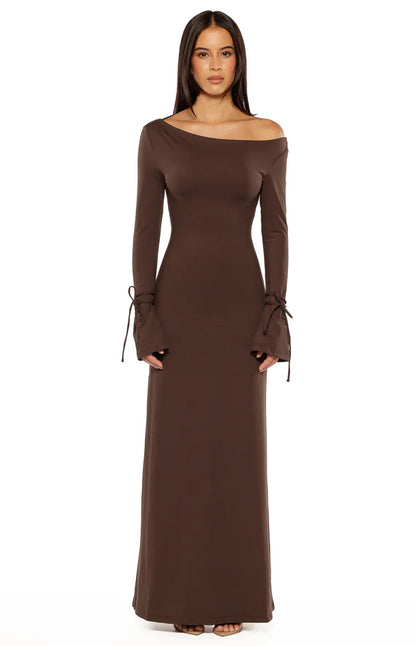 Elisha Chocolate Jersey Maxi Dress