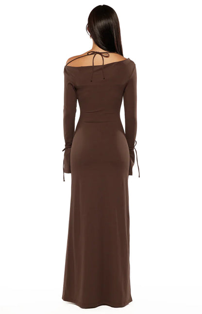 Elisha Chocolate Jersey Maxi Dress