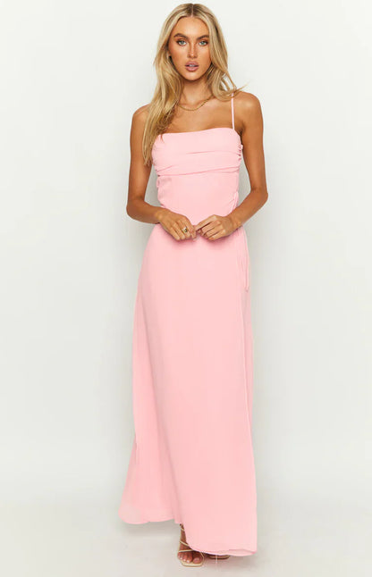 Flossie Pink Sleeveless Prom Dress