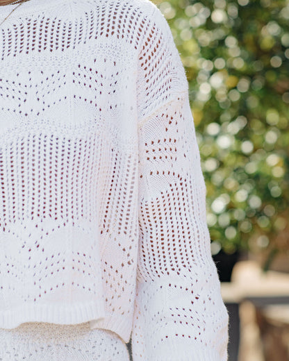 Francisco Cotton Blend Crochet Crop Top - Ivory