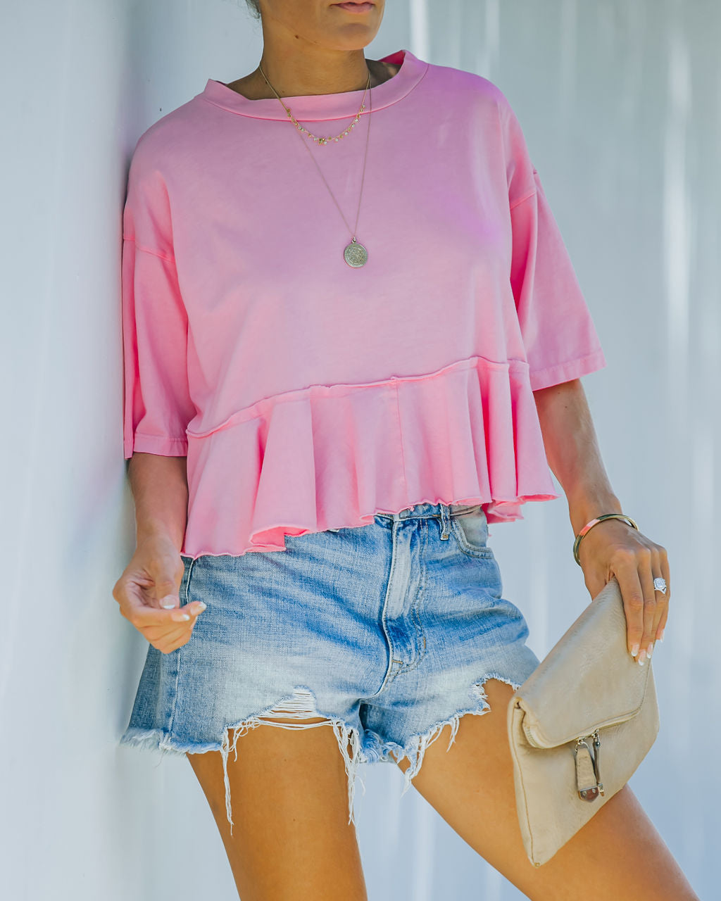 Gal Pal Cotton Peplum Top - Pink