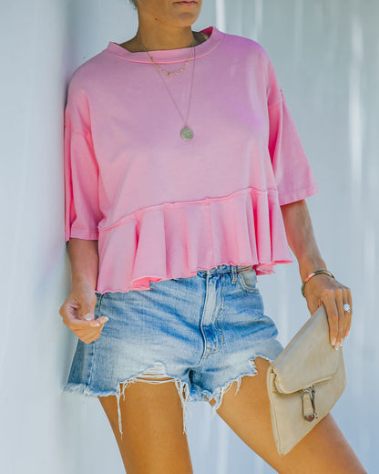 Gal Pal Cotton Peplum Top - Pink