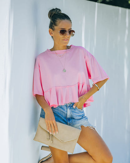 Gal Pal Cotton Peplum Top - Pink