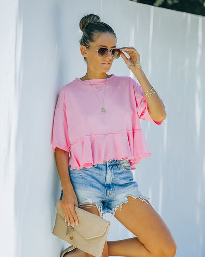 Gal Pal Cotton Peplum Top - Pink