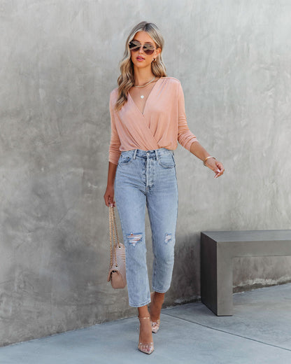 Gave You My All Drape Bodysuit - Tan