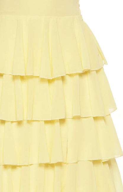 Georgie Yellow Ruffle Maxi Dress