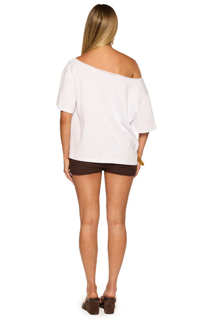 Henrie White Off Shoulder Boxy Tee