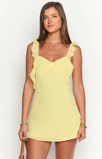 Joyce Yellow Chiffon Mini Dress