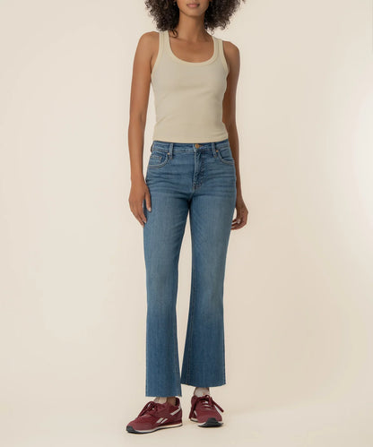 Kut Kelsey High Rise Fab AB Ankle Flare Raw Hem