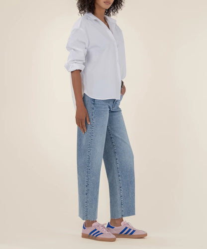 Kut Gwen High Rise Wide Leg Raw Hem Jean