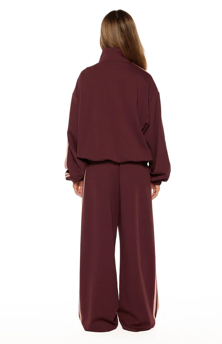 Kosie Burgundy and Pink Stripe Track Jacket