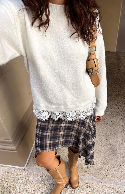 Lolly Cream Lace Trim Knit