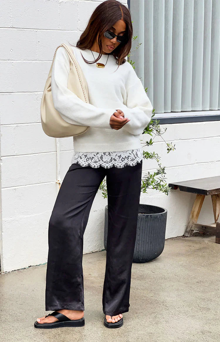 Lolly Cream Lace Trim Knit