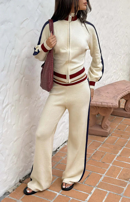 Luna Cream Knit Jacquard Track Pants