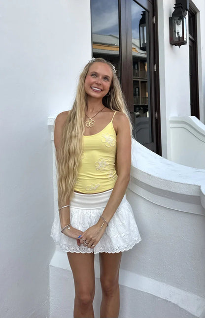 Indra White Broderie Mini Skirt