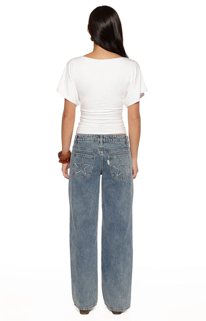 Muriel White Ruched Waist Jersey Top - PRE ORDER