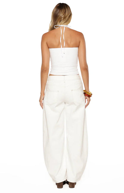 Nora White Jersey Halter Neck Top