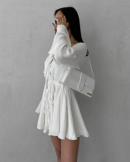 Found Love Pleated Romper - White