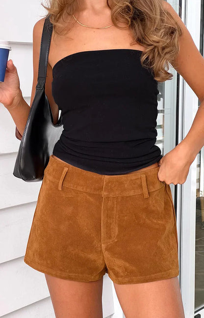Ottie Tan Suedette Shorts