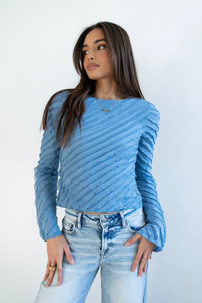 Brianna Ruffle Top in Blue - FINAL SALE