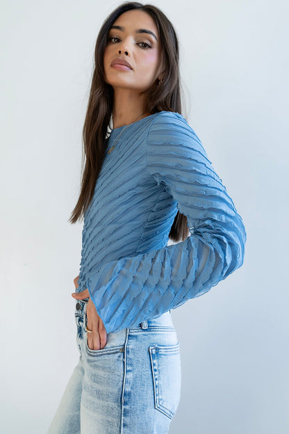 Brianna Ruffle Top in Blue - FINAL SALE