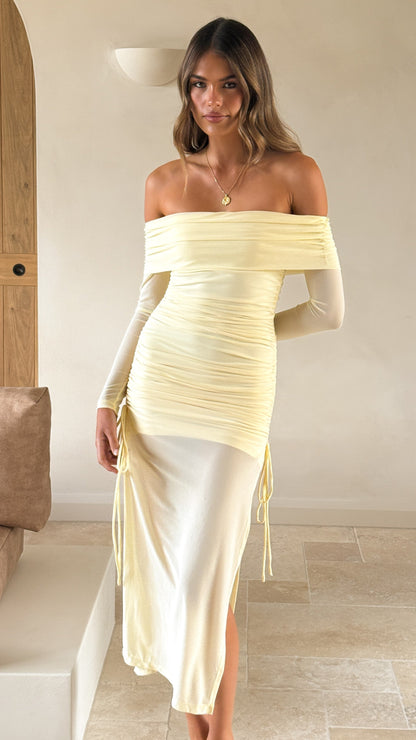 Isadora Off Shoulder Maxi Dress - Yellow