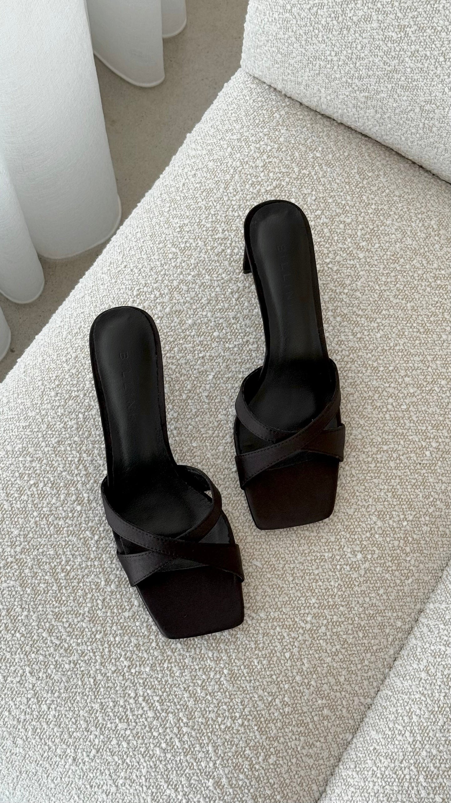 Kelsie Heels - Black Satin