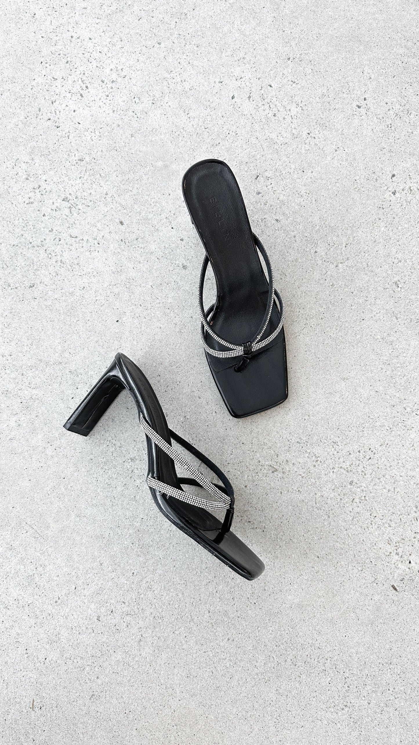 Karson Heel - Black Crinkle Diamante