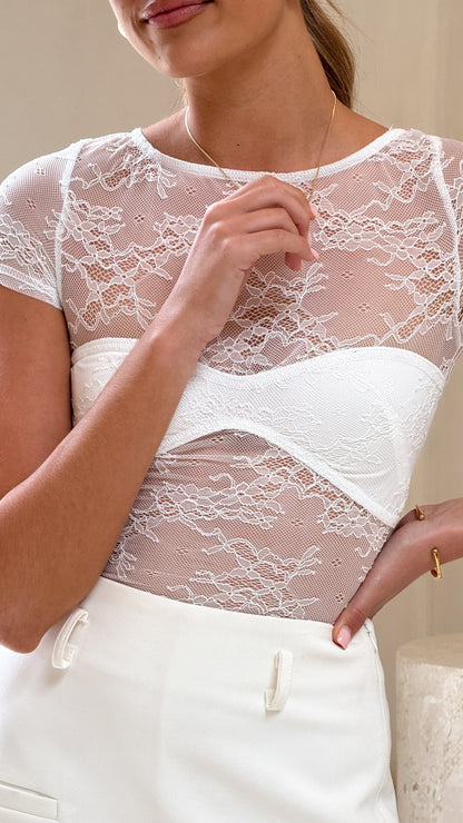 Kaylee Lace Top - White