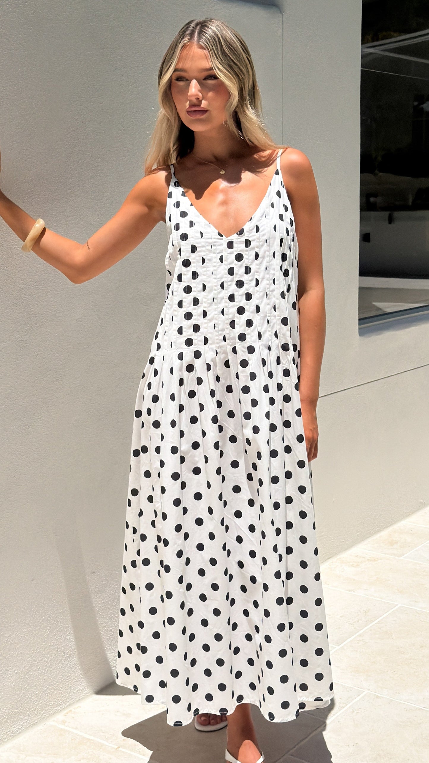 Dimmi Maxi Dress - White/Black Spot