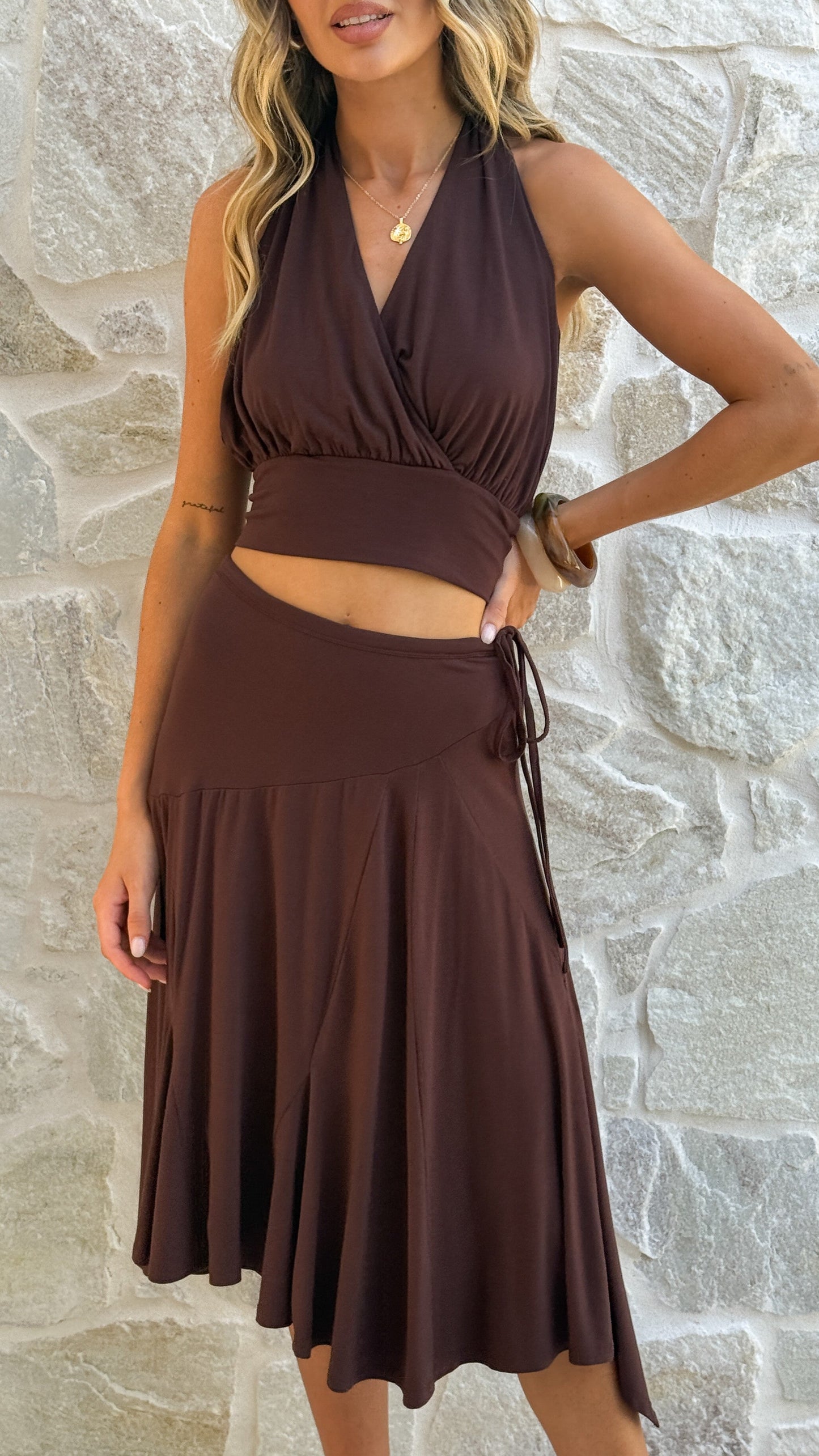Taylin Midi Skirt - Brown