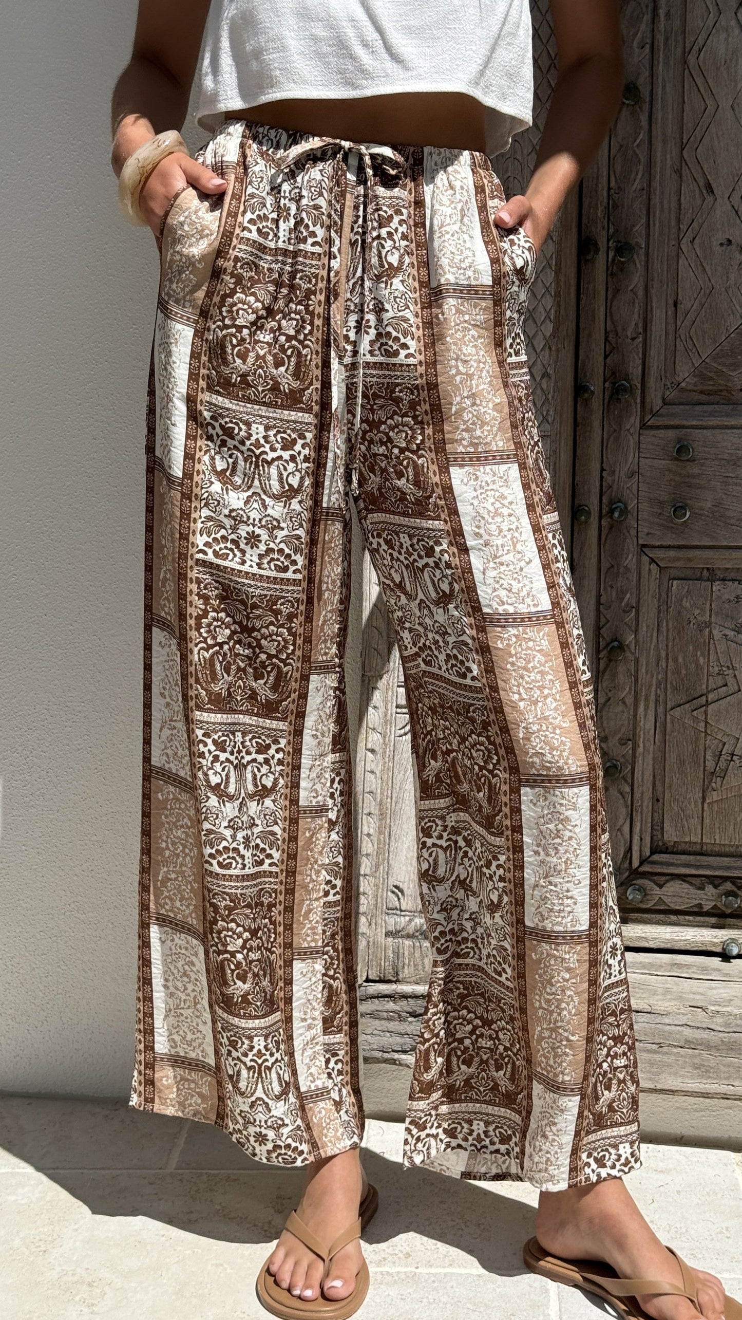 Latisha Pants - Brown / Beige Print