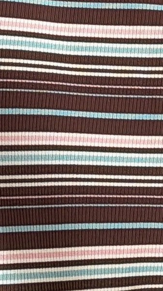 Pia One Shoulder Oversize Tee - Choc/Blue Stripe