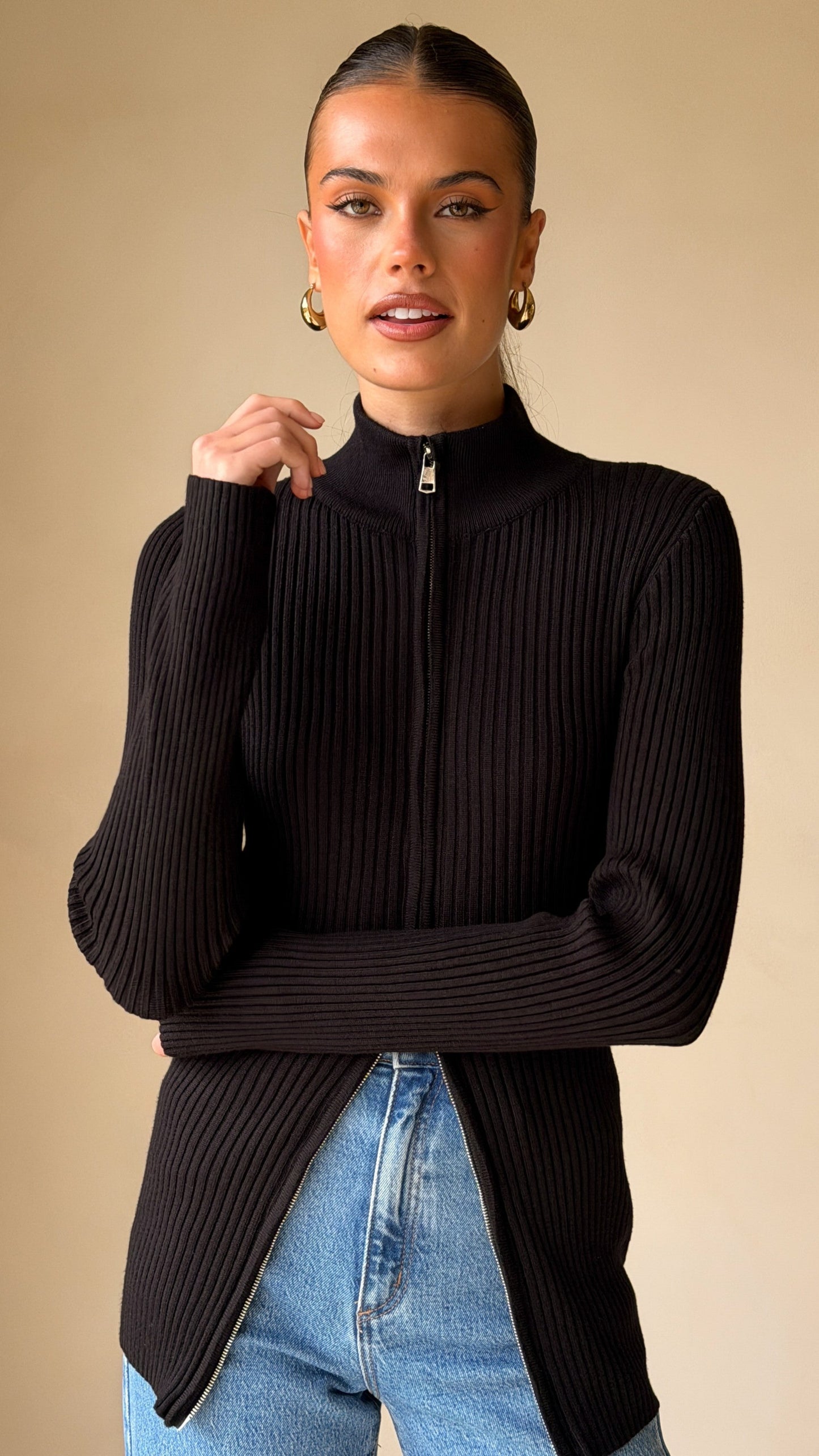 Cleo Long Sleeve Top - Black