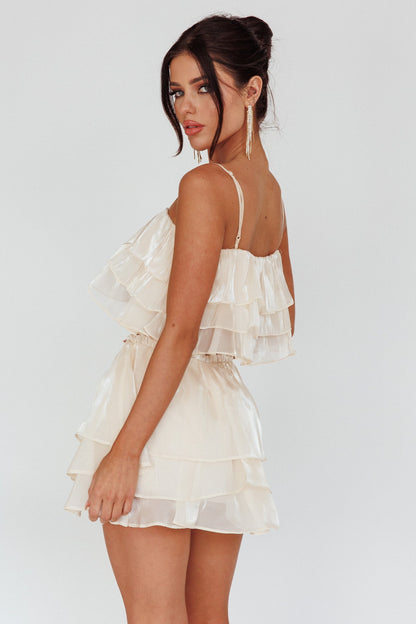 Easy To Love Layered Ruffle Shorts Cream