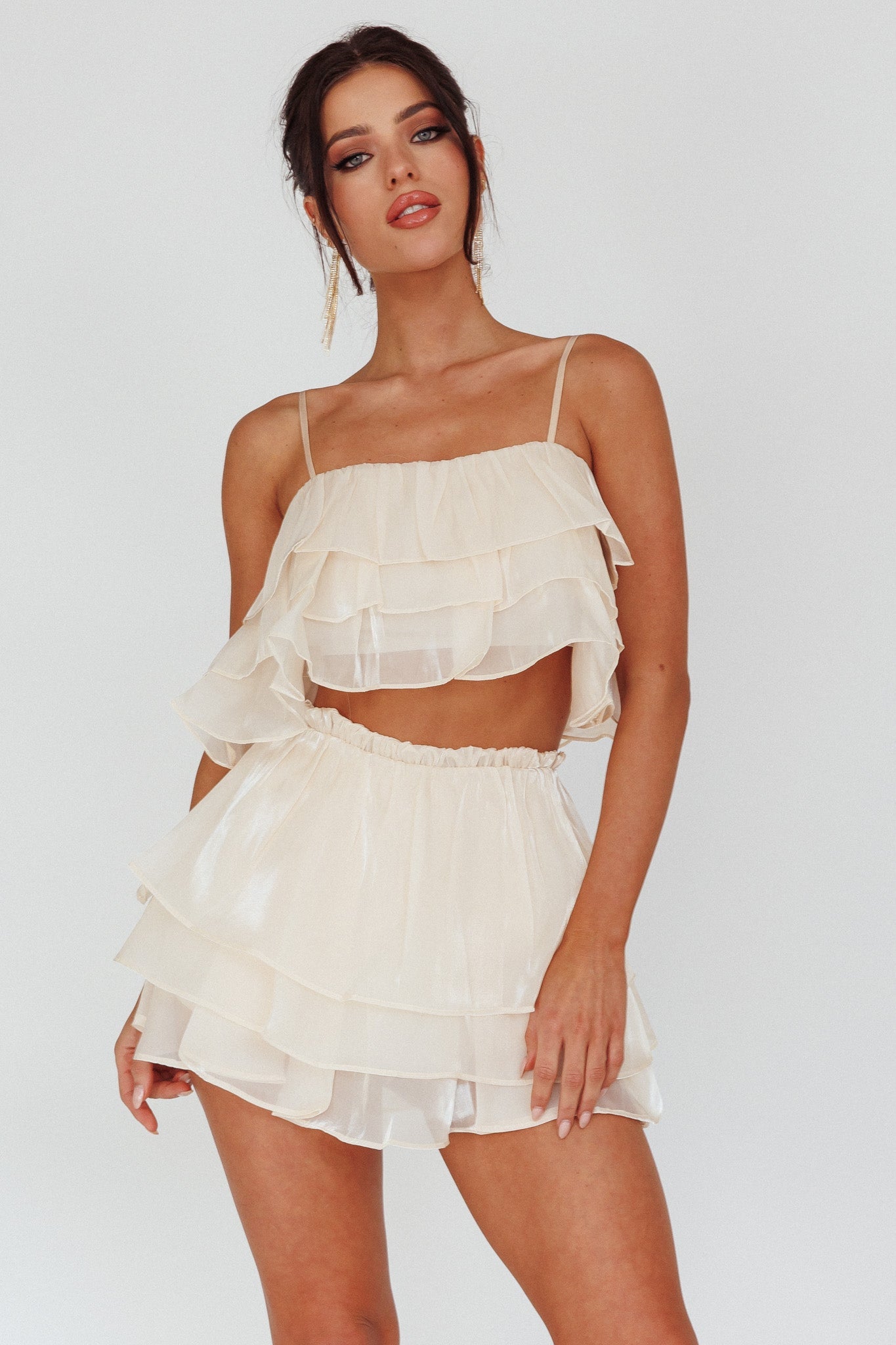 Easy To Love Layered Ruffle Shorts Cream