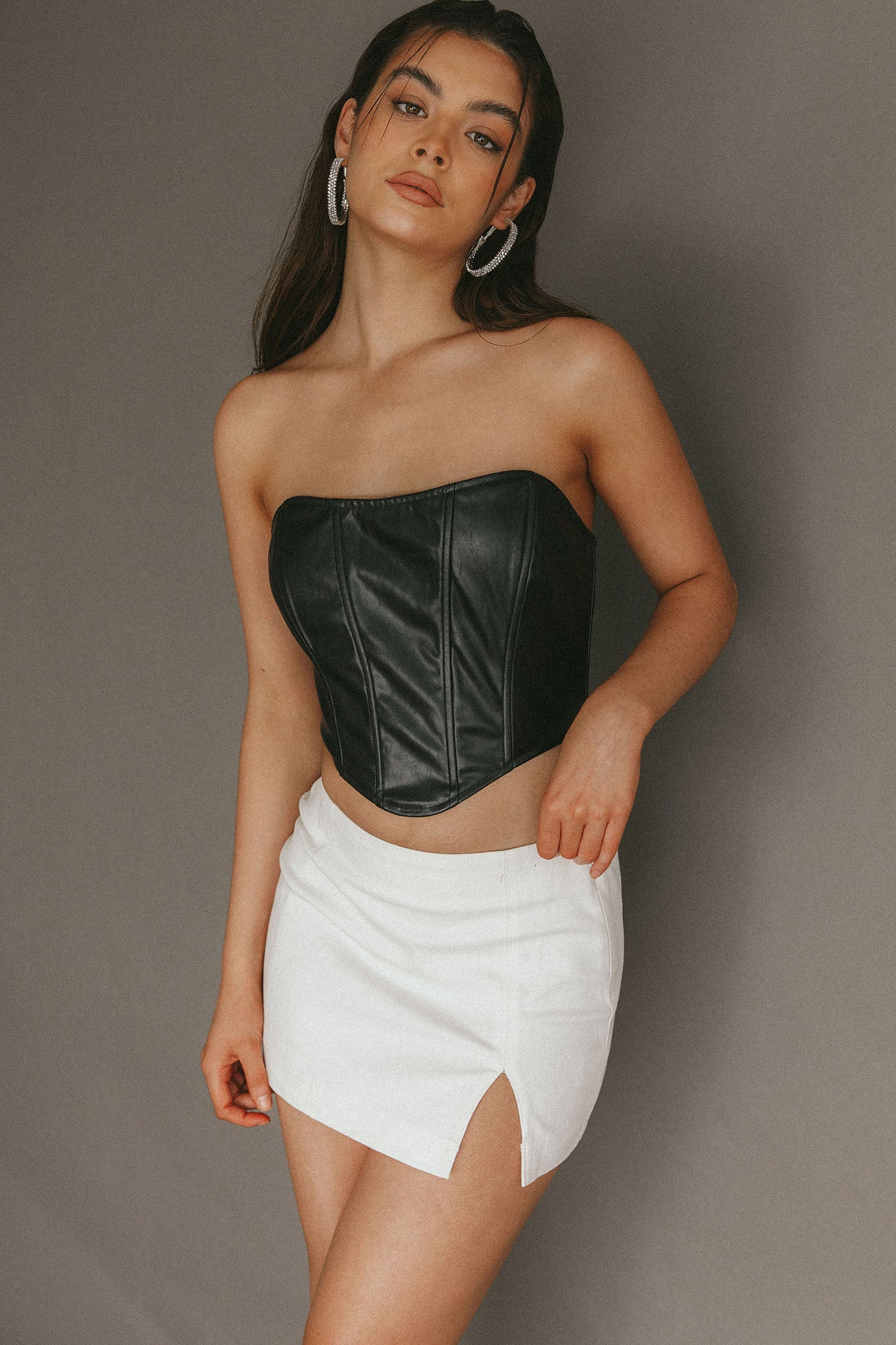 Lucked Out Split Mini Skirt White