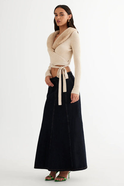 LIONESS Wyoming Denim Skirt Dark Denim