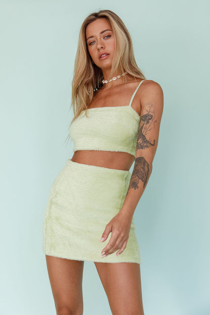 Light Speed Fluffy Mini Skirt Pistachio