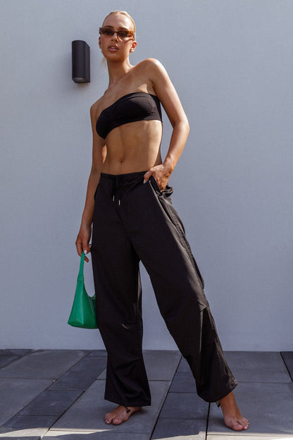 Starting Line Low Rise Wide Leg Pants Black