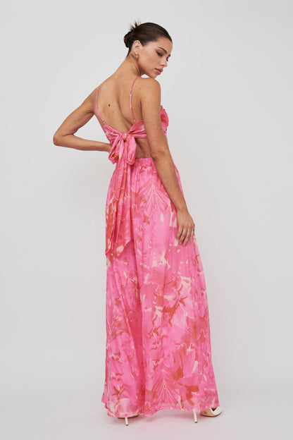 Tammi Wide Leg Pants Print Blush