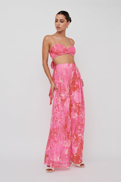 Tammi Wide Leg Pants Print Blush