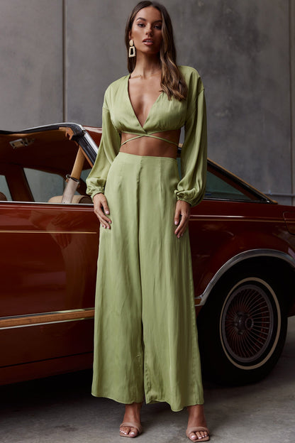 Lilian Wide Legs Pants Olive