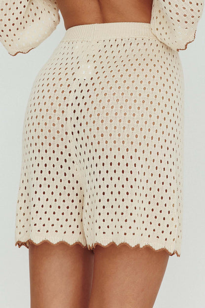 Just A Hunch Crochet Shorts Nutmeg/Shell