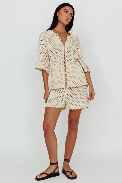 Just A Hunch Crochet Shorts Nutmeg/Shell