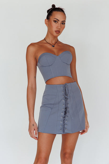 Ventura Lace-Up Skirt Suit Grey