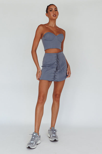 Ventura Lace-Up Skirt Suit Grey