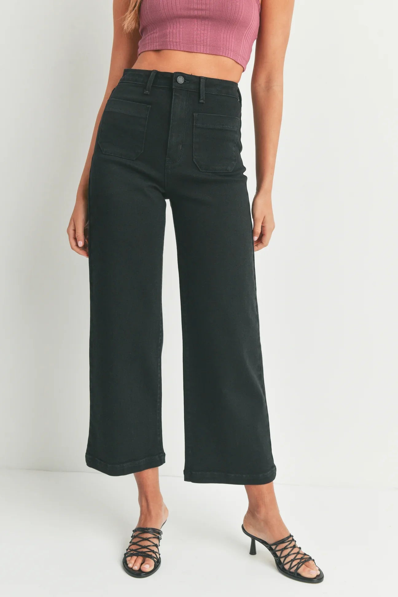 Just Black Patch Pocket Wide Leg Jeans