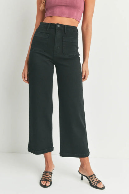 Just Black Patch Pocket Wide Leg Jeans