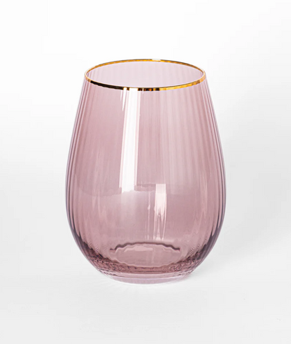 Mary Square Glass Stemless Wine Ribbed